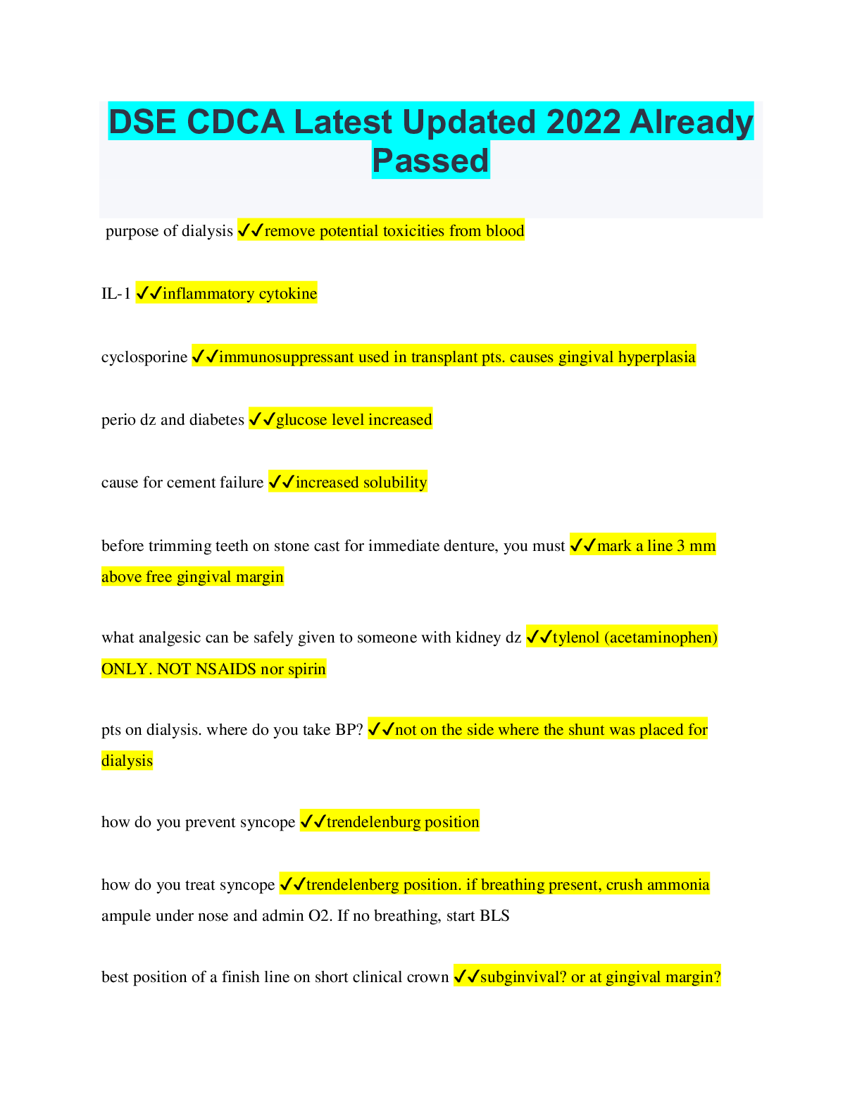 Preview image of DSE CDCA Latest Updated 2022 Already Passed document